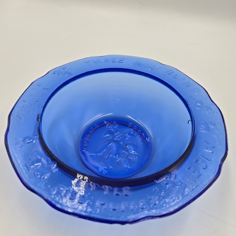 Antique Margery Daw Cobalt Blue Child's Nursery Rhyme Bowl Depression Glass Goos